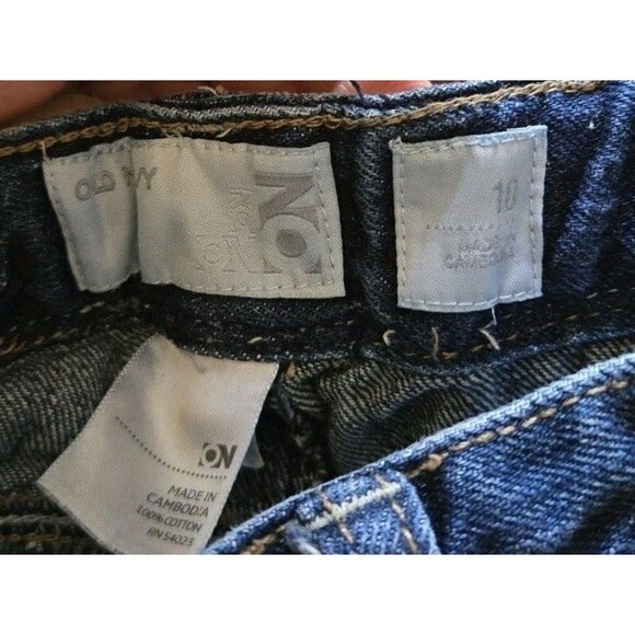 Old Navy Cropped Blue Jeans Girls Sz 10 Cotton Capri Pants Med Wash Adjustable - Picture 9 of 15